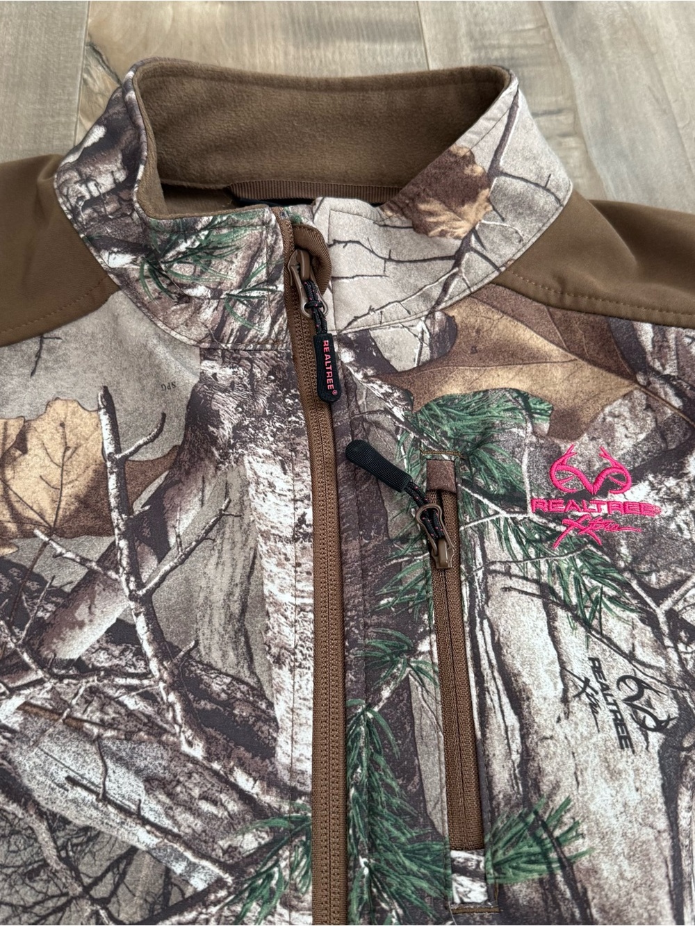 Realtree Xtra Full Zip Jacket Fleece Lined XL 16/18 Hunting Camo Brown Pink
